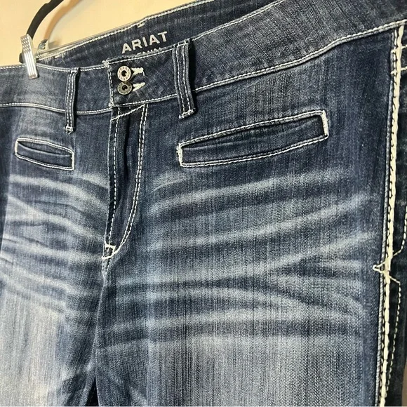 Ariat Women’s Trouser Low Rise Bootcut Jeans Dark Wash White Stitching Sz. 20WL - Picture 4 of 6